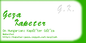 geza kapeter business card